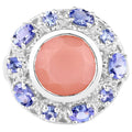 Peach Moonstone Ring With Tanzanite 4.46 Carats Sterling Silver