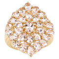 Morganite Flower Ring 4.24 Carats Gold Plated Silver
