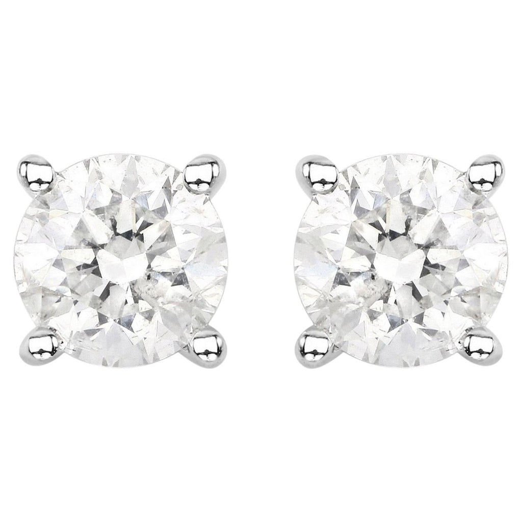 Diamond Stud Earrings 0.78 Carats 14K White Gold