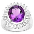 Amethyst Ring With White Topaz 5.32 Carats Sterling Silver
