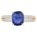 Blue Sapphire Ring With Diamonds 2.5 Carats 18K Yellow Gold