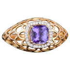 Natural Tanzanite Ring With White Zircon 1.09 Carats 9K Yellow Gold