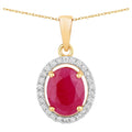 Ruby Pendant With Diamonds 2.48 Carats 10K Yellow Gold