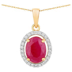 Ruby Pendant With Diamonds 2.48 Carats 10K Yellow Gold