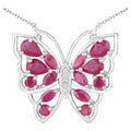 Ruby Butterfly Necklace With White Zircon 2.8 Carats Sterling Silver