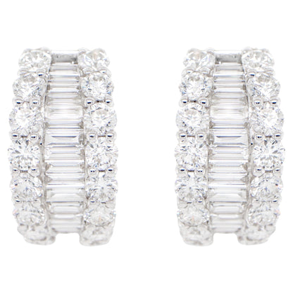 Diamond Earrings Baguette and Round 5.6 Carats 18K Gold