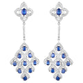 Kyanite Chandelier Earrings With White Topaz 5.6 Carats Rhodium Plated Silver