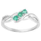 Zambian Emerald Ring With Diamonds 0.24 Carats 14K White Gold