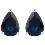 Blue Sapphire Stud Earrings 1.59 Carats 10K White Gold