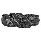 Black Diamond Ring 0.32 Carats Sterling Silver