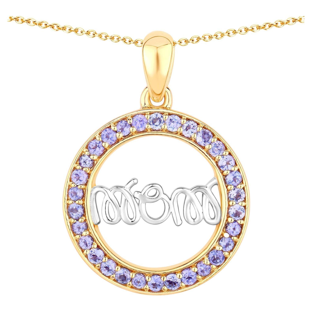 Tanzanite Mom Pendant 0.62 Carats Gold Plated Silver