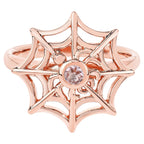 Morganite Spider Web Ring 0.08 Carats Gold Plated Silver