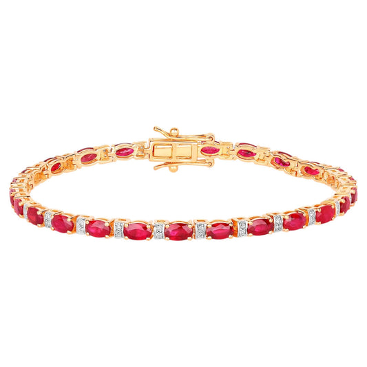 Ruby Bracelet With Diamonds 6.96 Carats 14K Yellow Gold