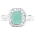Emerald Ring With White Topaz 1.7 Carats Sterling Silver