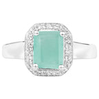 Emerald Ring With White Topaz 1.7 Carats Sterling Silver