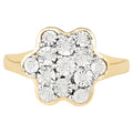 Diamond Flower Ring 0.06 Carats Gold Plated Silver