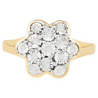 Diamond Flower Ring 0.06 Carats Gold Plated Silver