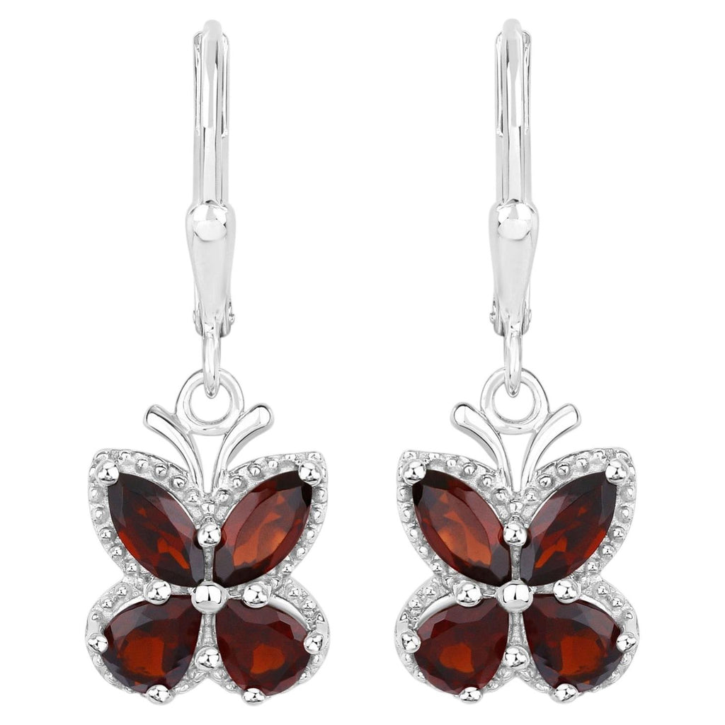 Garnet Earrings 2.56 Carats Sterling Silver