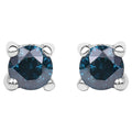 Blue Diamond Stud Earrings 0.2 Carats Sterling Silver
