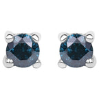 Blue Diamond Stud Earrings 0.2 Carats Sterling Silver