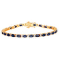 Blue Sapphire Bracelet With Diamonds 5.84 Carats 14K Yellow Gold