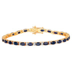 Blue Sapphire Bracelet With Diamonds 5.84 Carats 14K Yellow Gold