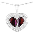 Garnet Heart Pendant With White Topaz 2.62 Carats Sterling Silver