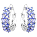 Natural Tanzanite Hoop Earrings 3.9 Carats Sterling Silver