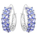 Natural Tanzanite Hoop Earrings 3.9 Carats Sterling Silver