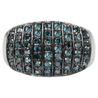 Blue Diamond Ring With White Diamonds 0.8 Carats Sterling Silver