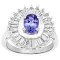 Tanzanite Ring With White Topaz 2.16 Carats Sterling Silver