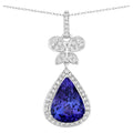 Natural Tanzanite Pendant With Diamonds 5.50 Carats 18K White Gold
