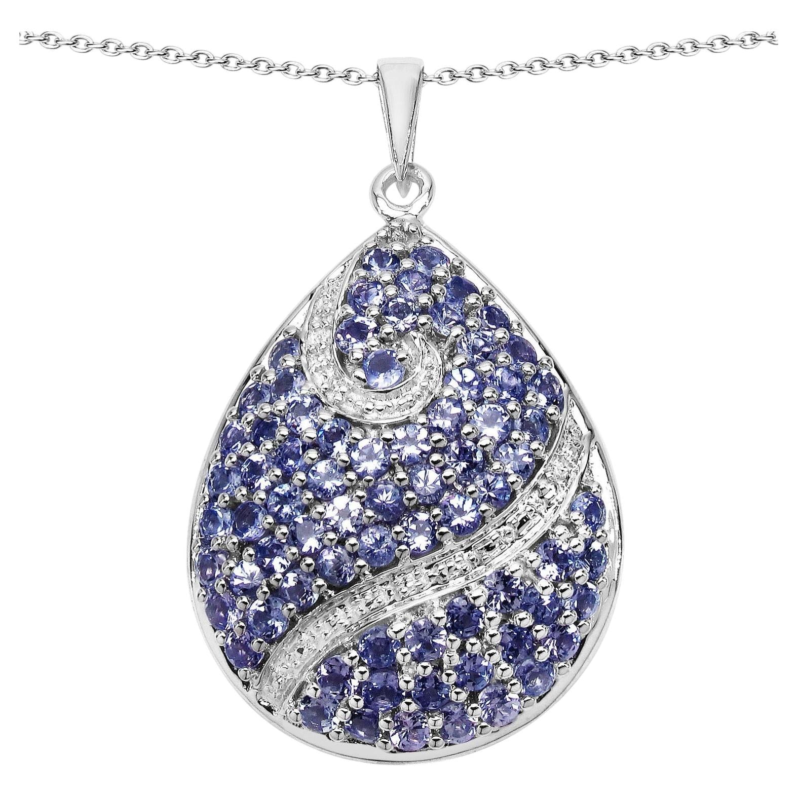 Tanzanite Pendant 4.68 Carats Sterling Silver
