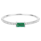 Zambian Emerald Ring With Diamonds 0.14 Carats 14K White Gold