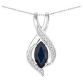 Blue Sapphire Pendant With Diamonds 2.2 Carats 14K White Gold