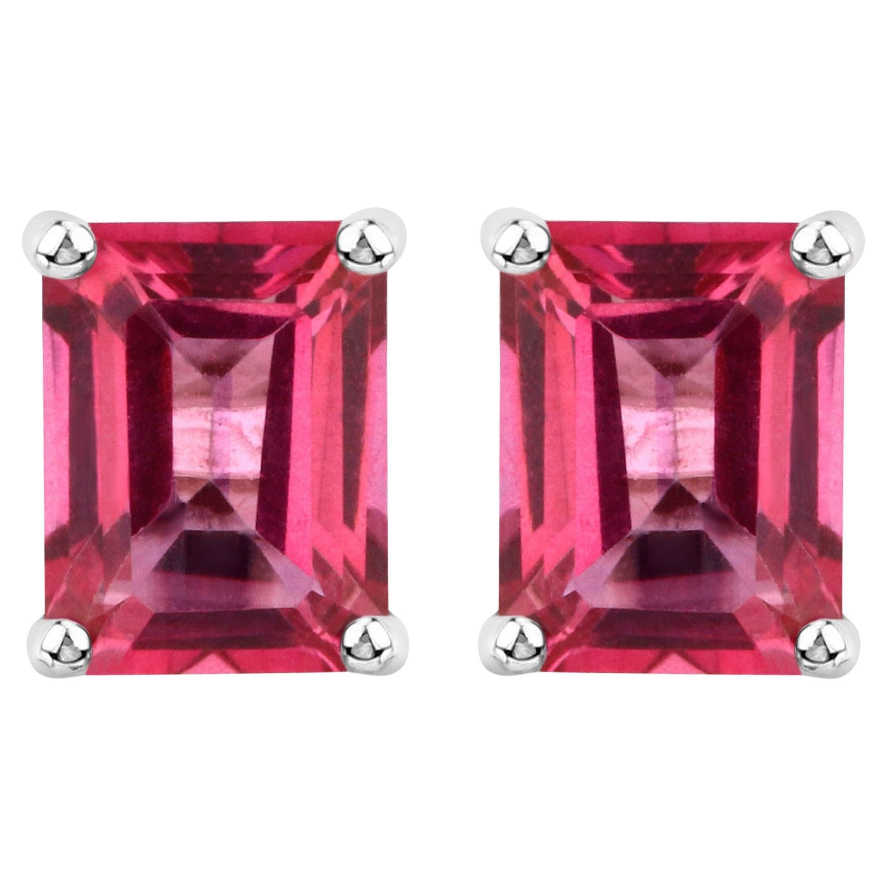 Pink Topaz Stud Earrings 3.2 Carats
