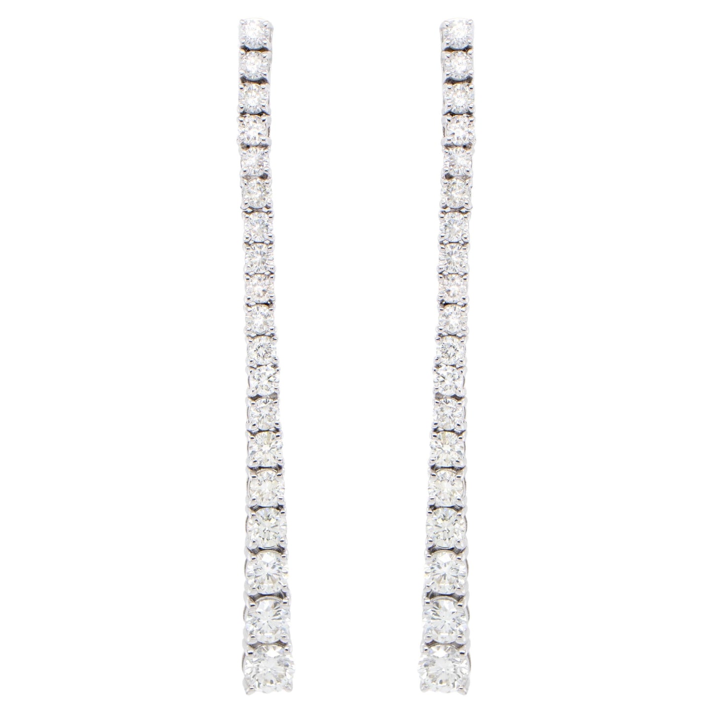 Long Diamond Dangle Earrings 2.66 Carats 18K White Gold