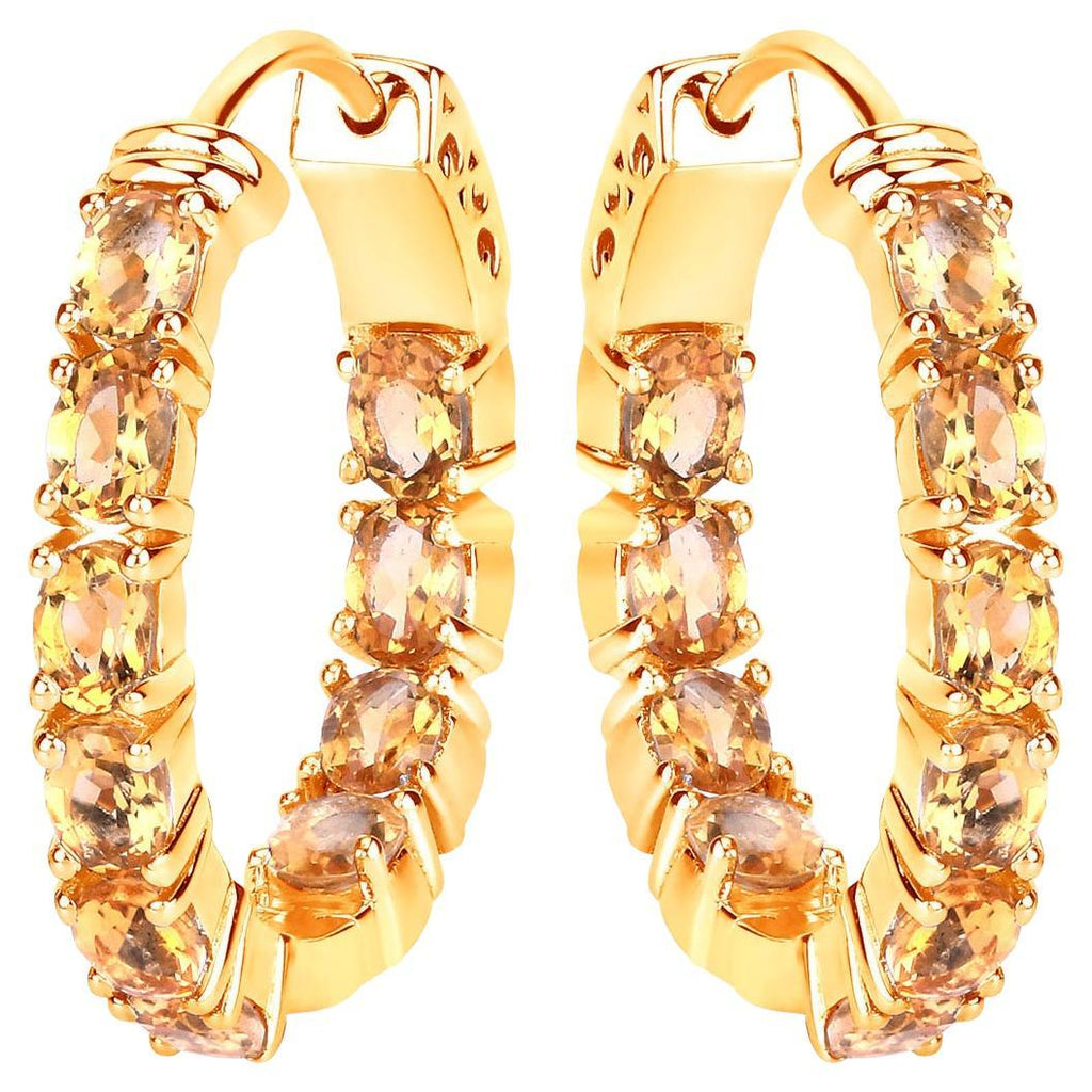 Citrine Earrings 3.18 Carats Gold Plated Silver