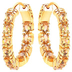 Citrine Earrings 3.18 Carats Gold Plated Silver
