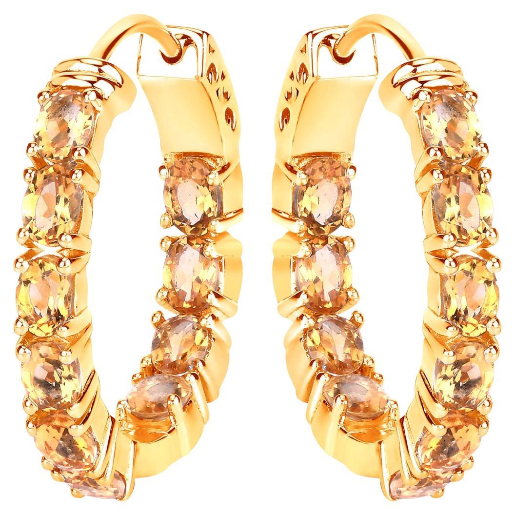 Citrine Earrings 3.18 Carats Gold Plated Silver