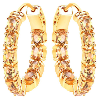 Citrine Earrings 3.18 Carats Gold Plated Silver