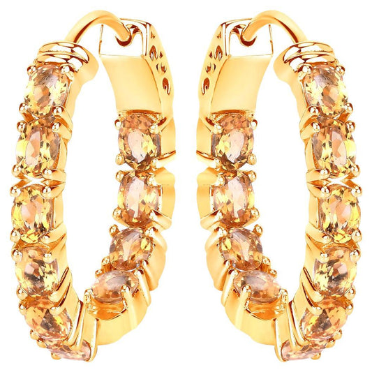 Citrine Earrings 3.18 Carats Gold Plated Silver
