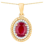 Ruby Pendant With Diamonds 1.52 Carats 14K Yellow Gold