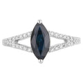 Blue Sapphire Ring With Diamonds 1.46 Carats 14K White Gold