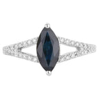 Blue Sapphire Ring With Diamonds 1.46 Carats 14K White Gold