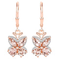 Morganite Butterfly Earrings 1.87 Carats 18K Rose Gold Plated Silver
