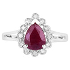 Ruby Ring With Diamonds 1.28 Carats 14K White Gold