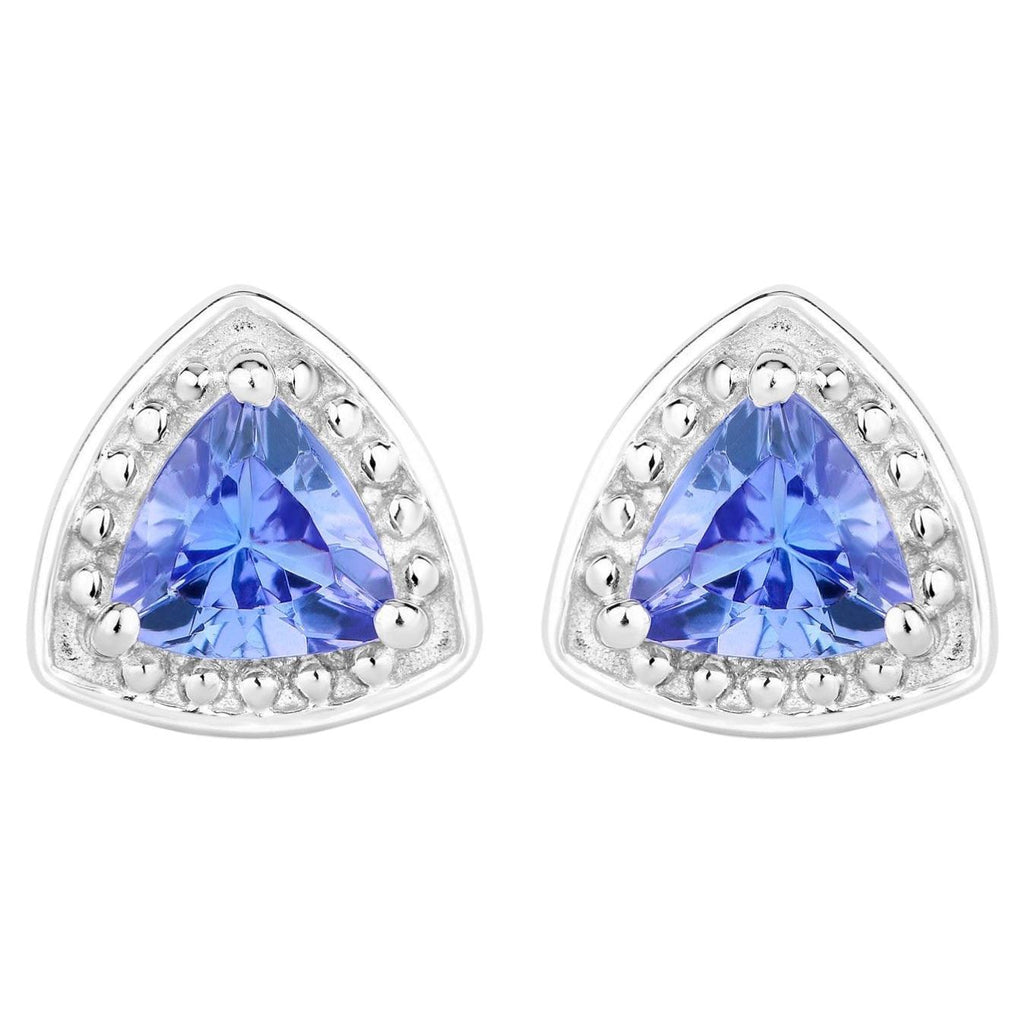 Natural Tanzanite Stud Earrings 0.92 Carats Sterling Silver