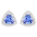 Natural Tanzanite Stud Earrings 0.92 Carats Sterling Silver