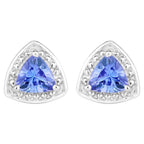 Natural Tanzanite Stud Earrings 0.92 Carats Sterling Silver